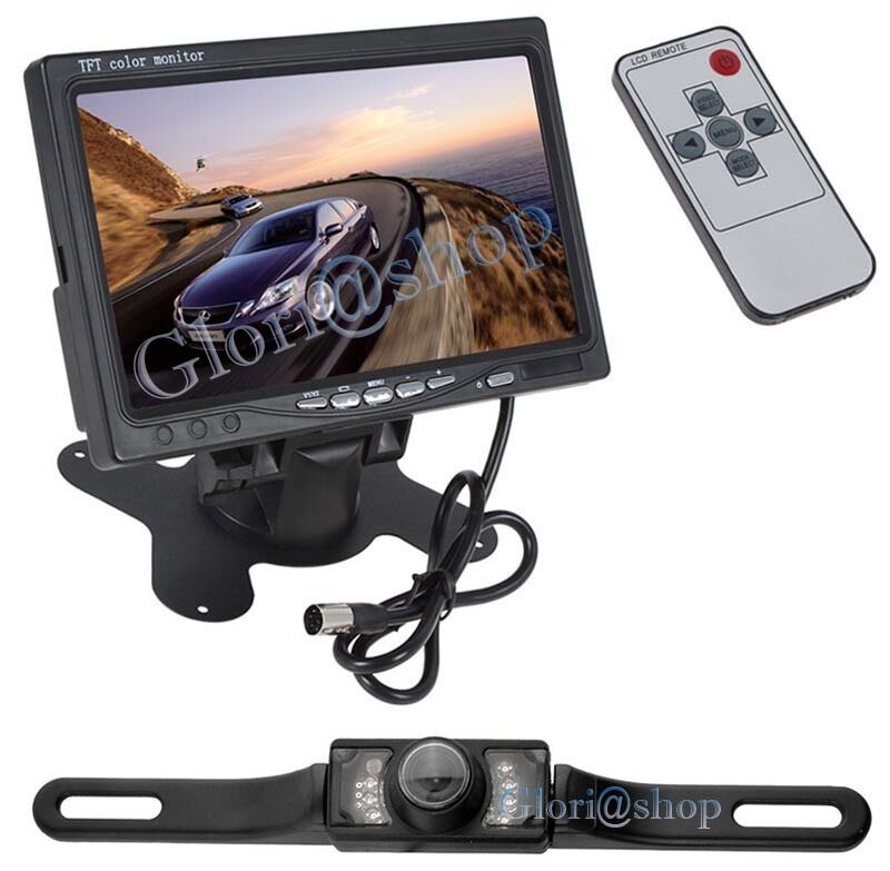KIT RETROMARCIA MONITOR 7" POLLICI + . TELECAMERA 7 LED INFRAROSSI PER AUTO
