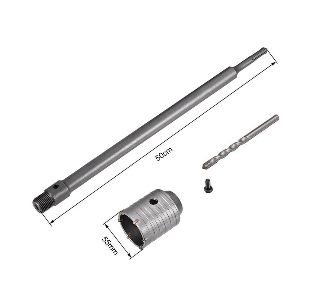 FRESA A TAZZA 55 MM ASTA PROLUNGA . 50 CM PER TRAPANO ATTACCO SDS PLUS