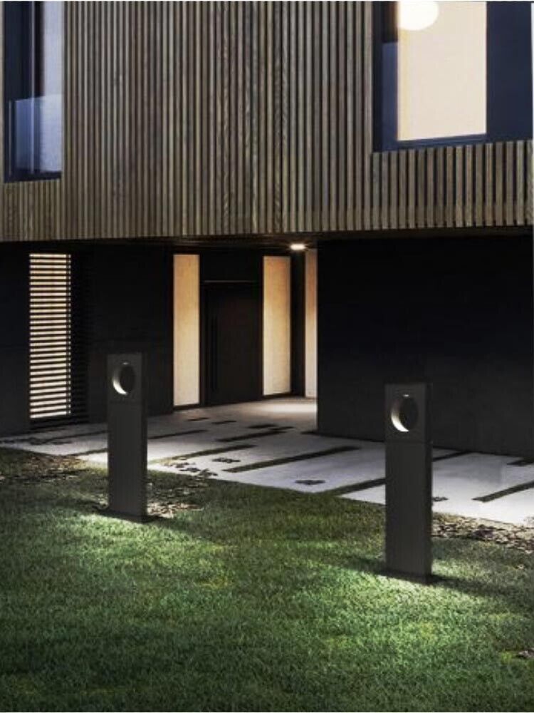 LAMPIONE DA TERRA GIARDINO LAMPADA LED LUCE BIANCA 12 W LAMPIONCINO NERO IP65