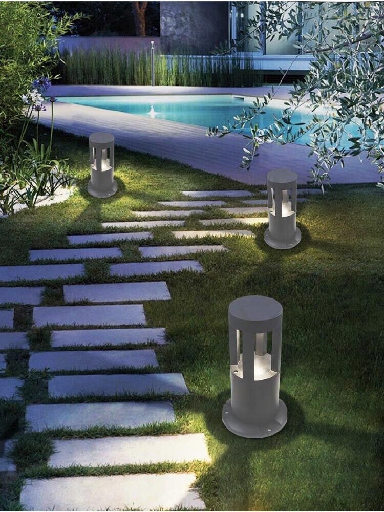 LAMPIONCINO DA TERRA LAMPADA 12 W LED LUCE NATURALE LAMPIONE GRIGIO PER GIARDINO