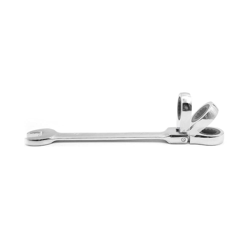 CHIAVE A SNODO 8 MM CRICCHETTO NERO A 12 DENTI TESTA GIREVOLE 180° 14 CM