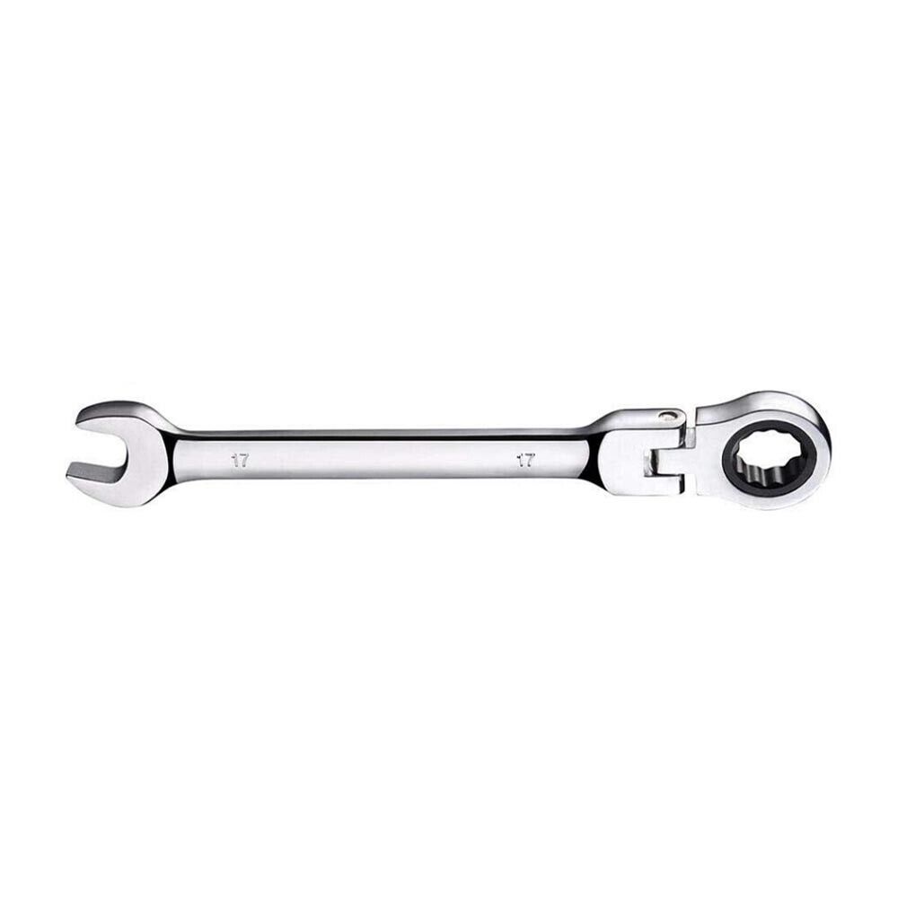 CHIAVE A SNODO CRICCHETTO NERO A 12 DENTI TESTA GIREVOLE 180° 17 MM