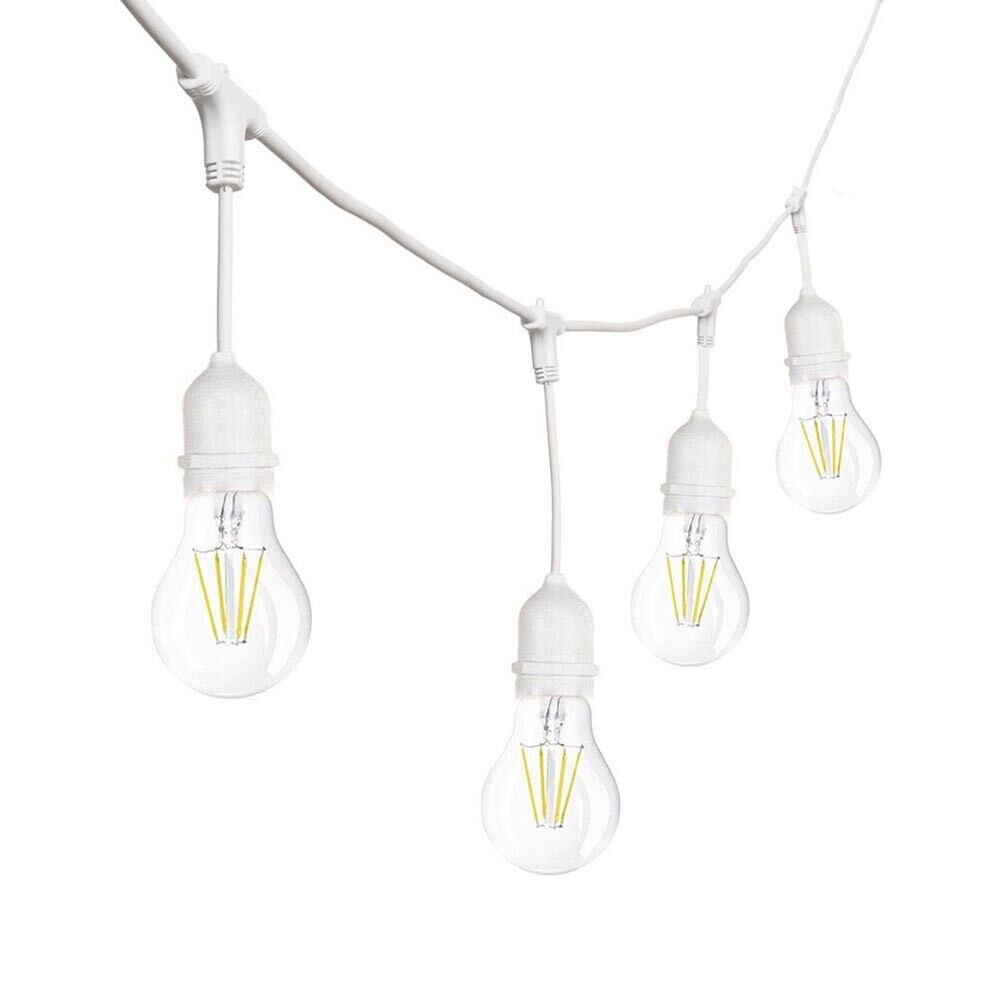 CATENA LUMINOSA 10 PORTA LAMPADINA E27 CAVO PROLUNGA ESTERNO IMPERMEABILE BIANCO