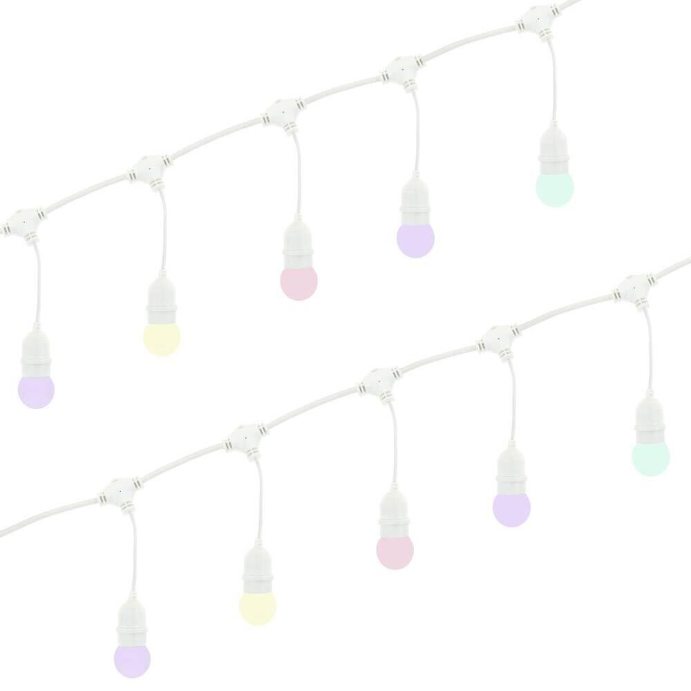 CATENA LUMINOSA 10 PORTA LAMPADINA E27 CAVO PROLUNGA ESTERNO IMPERMEABILE BIANCO