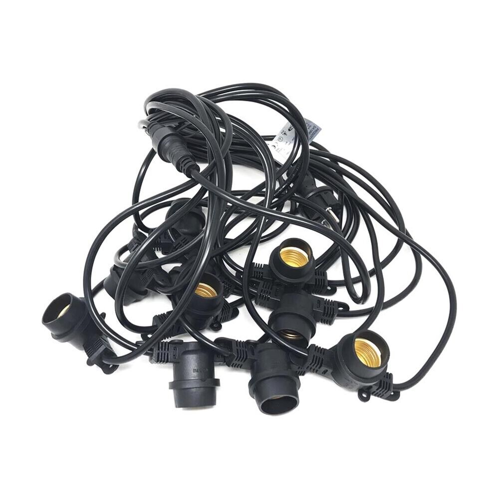 CATENA LUMINOSA 10 PORTA LAMPADA ATTACCO E27 CAVO PROLUNGA ESTERNO IMPERMEABILE