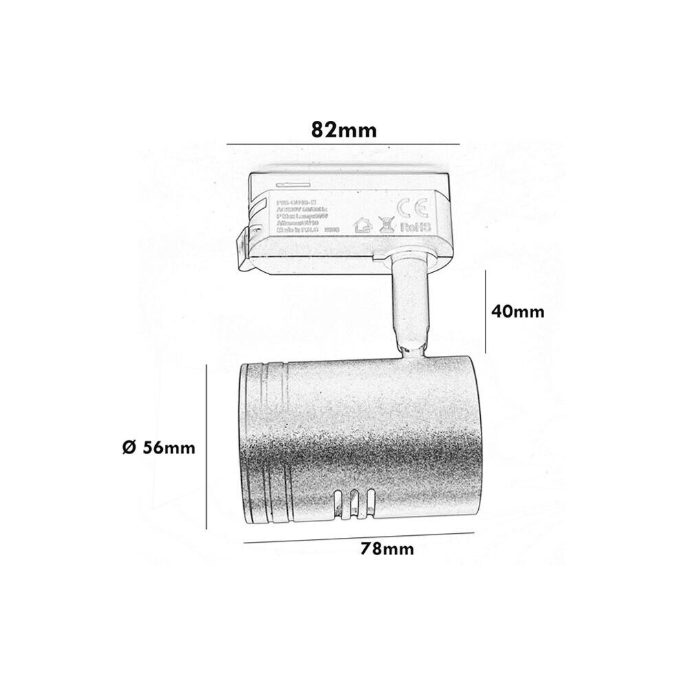 PORTA FARETTO DA BINARIO ATTACCO GU10 FARO ORIENTABILE PER SOFFITTO BIANCO P26-B