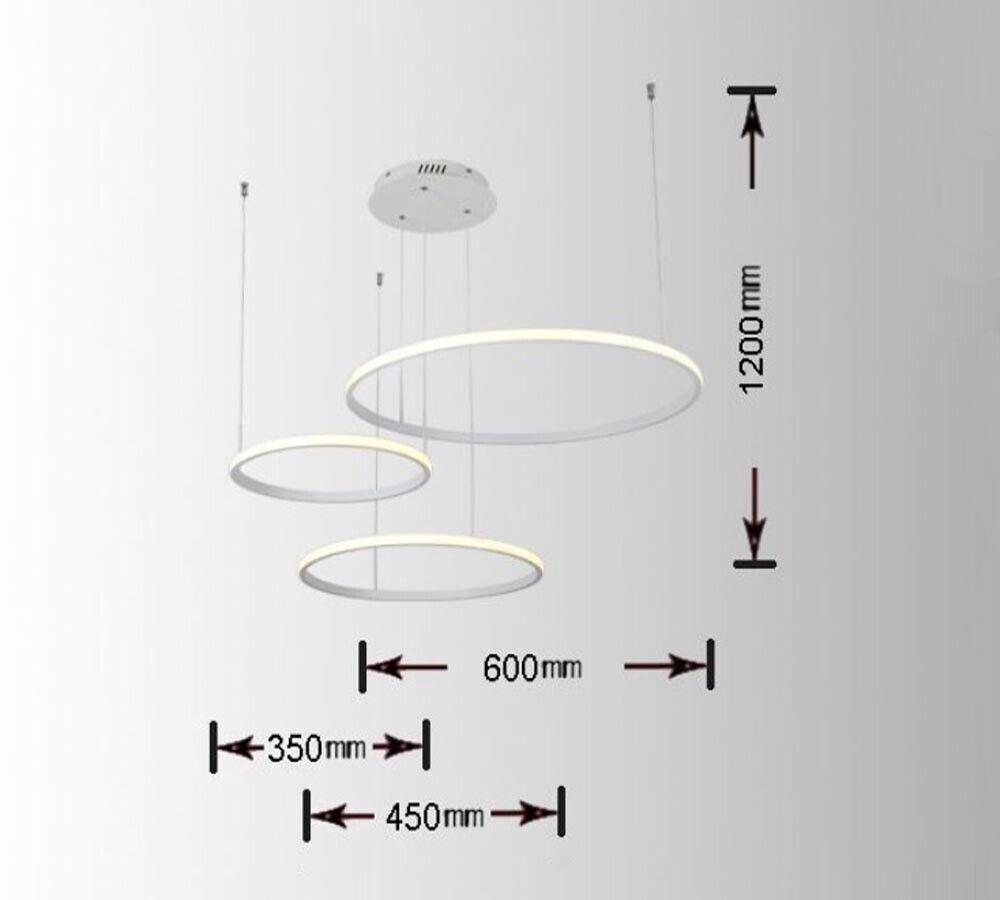 LAMPADARIO A SOSPENSIONE 3 ANELLI LED 55 WATT LUCE BIANCA 6500K STILE MODERNO