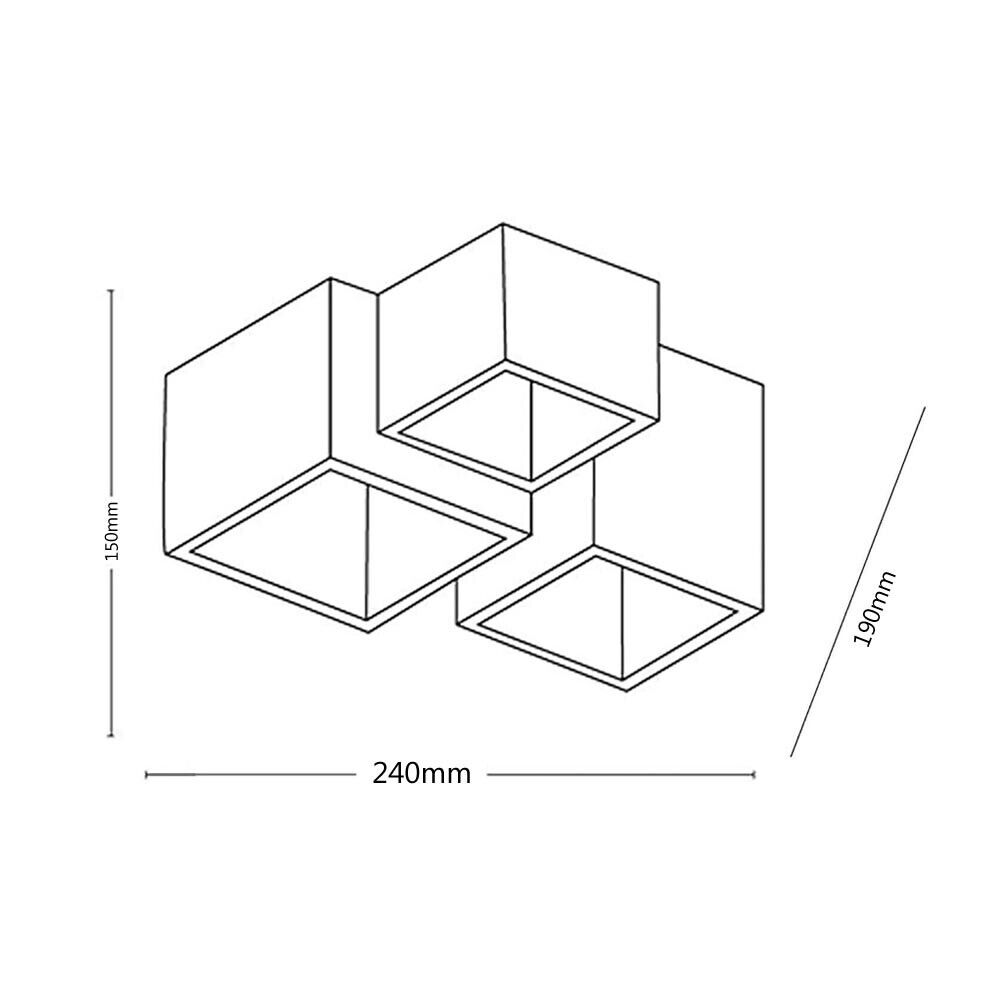 LAMPADARIO DA SOFFITTO 3 CUBI IN GESSO VERNICIABILE SUPPORTO PER FARETTO GU10