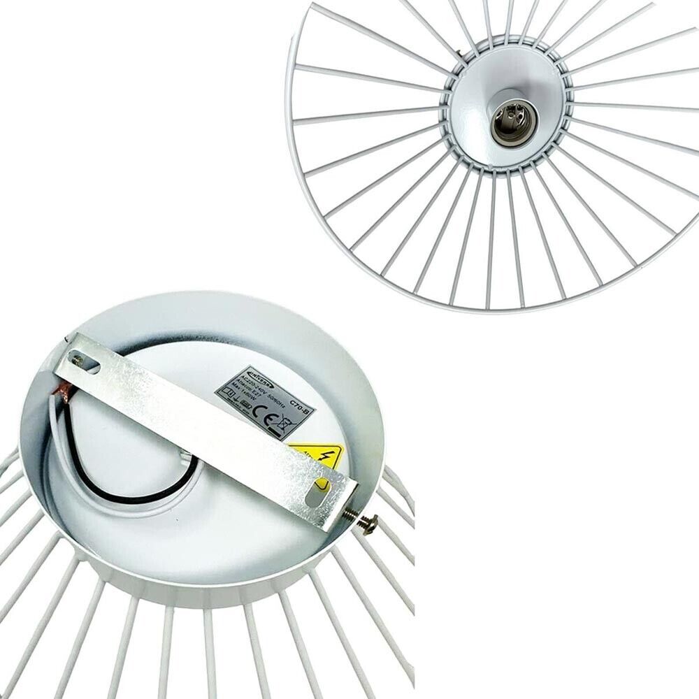 PLAFONIERA LAMPADARIO IN METALLO PORTA LAMPADINA E27 BIANCO