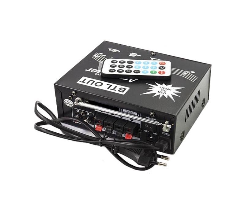 AMPLIFICATORE AUDIO USB MP3 RADIO FM SD CASA AUTO 2 CANALI AUX TELECOMANDO
