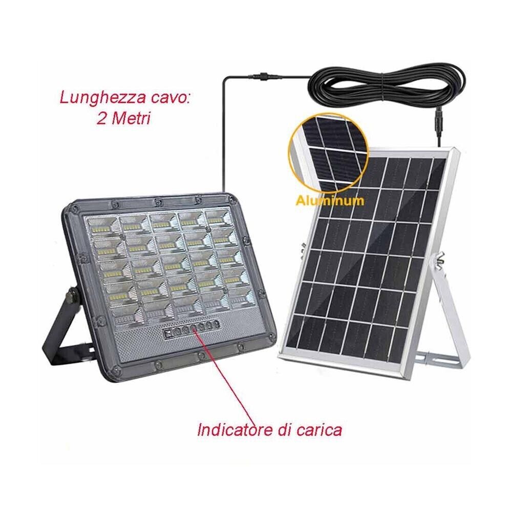 300 W FARO LED PANNELLO SOLARE ILLUMINATORE LUCE BIANCA TELECOMANDO