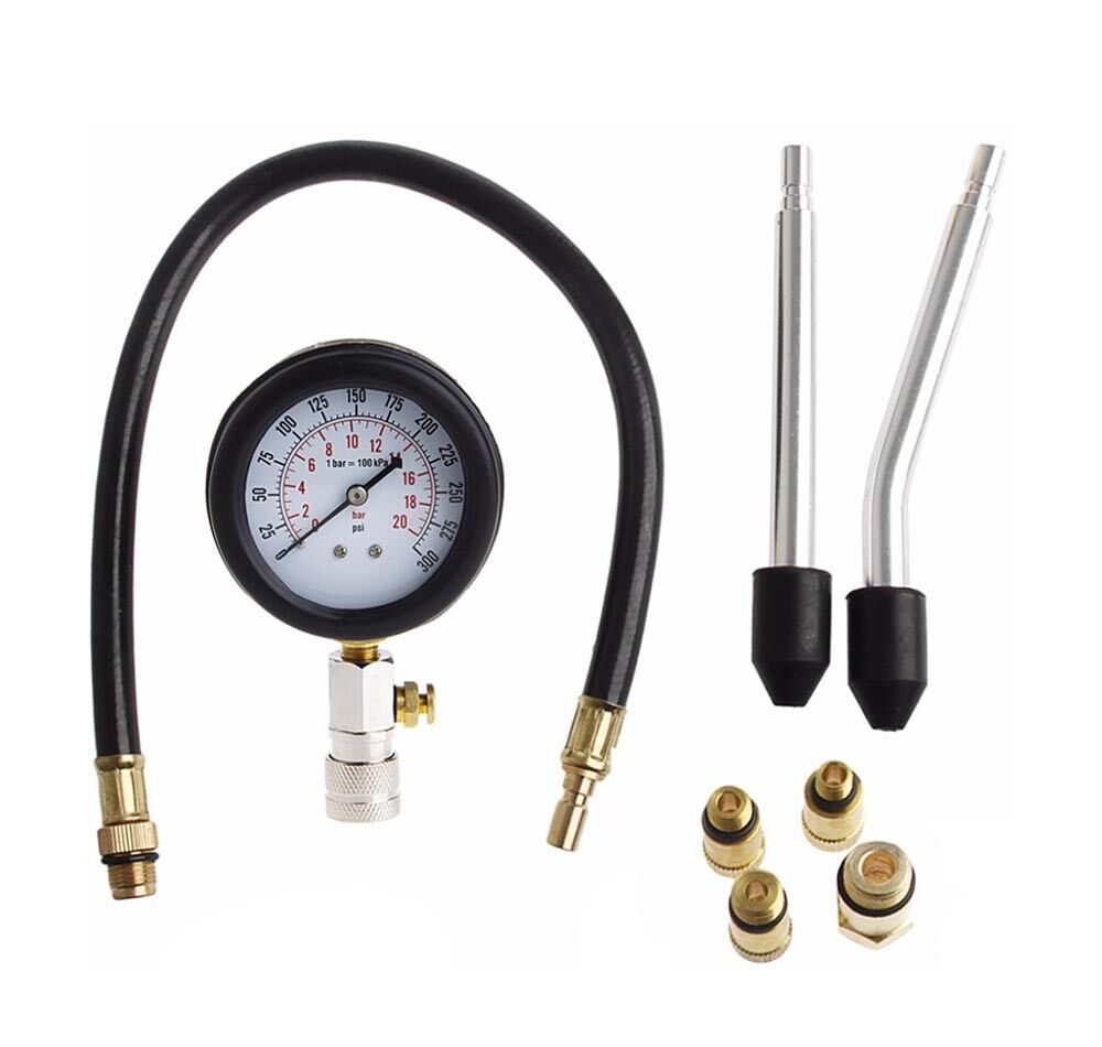 KIT TESTER MANOMETRO CONTROLLO PRESSIONE COMPRESSIONE PISTONE MOTORE CILINDRI