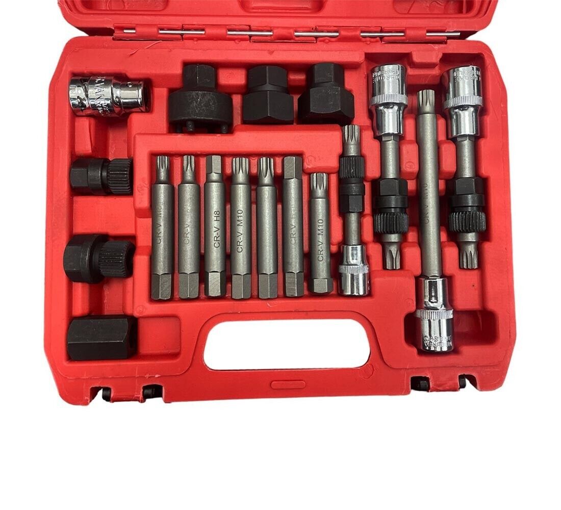KIT CHIAVI SMONTAGGIO MONTAGGIO PULEGGIA ALTERNATORE MOTORE AUTO ESTRATTORE 18PZ