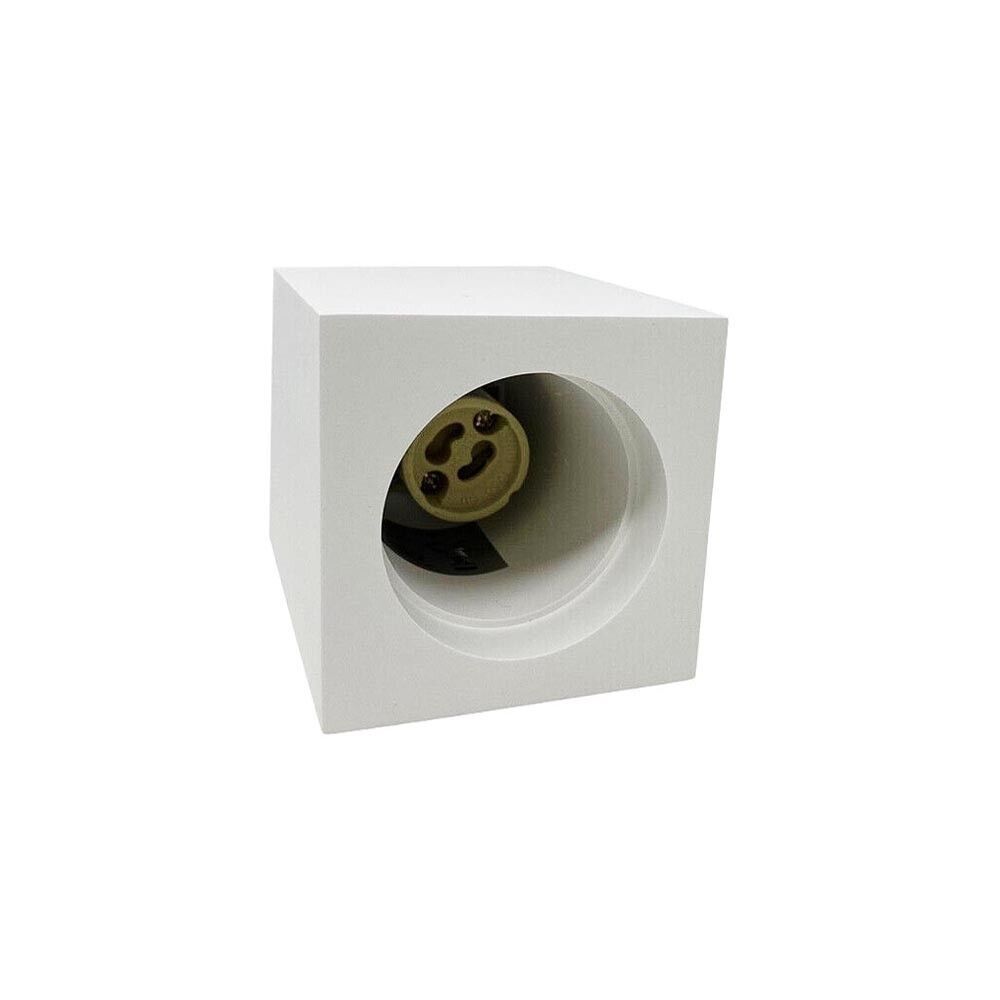 PORTAFARETTO DA SOFFITTO IN GESSO ATTACCO GU10 PORTA FARETTO A CUBO BIANCO