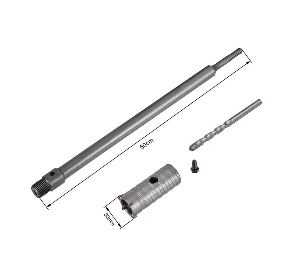 FRESA A TAZZA 30 MM ASTA PROLUNGA 50 CM PER TRAPANO ATTACCO SDS PLUS