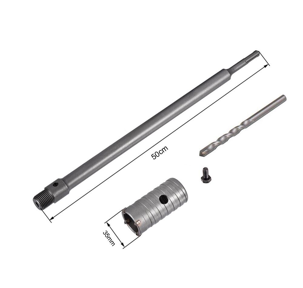 FRESA A TAZZA 35 MM ASTA PROLUNGA 50 CM PER TRAPANO ATTACCO SDS PLUS