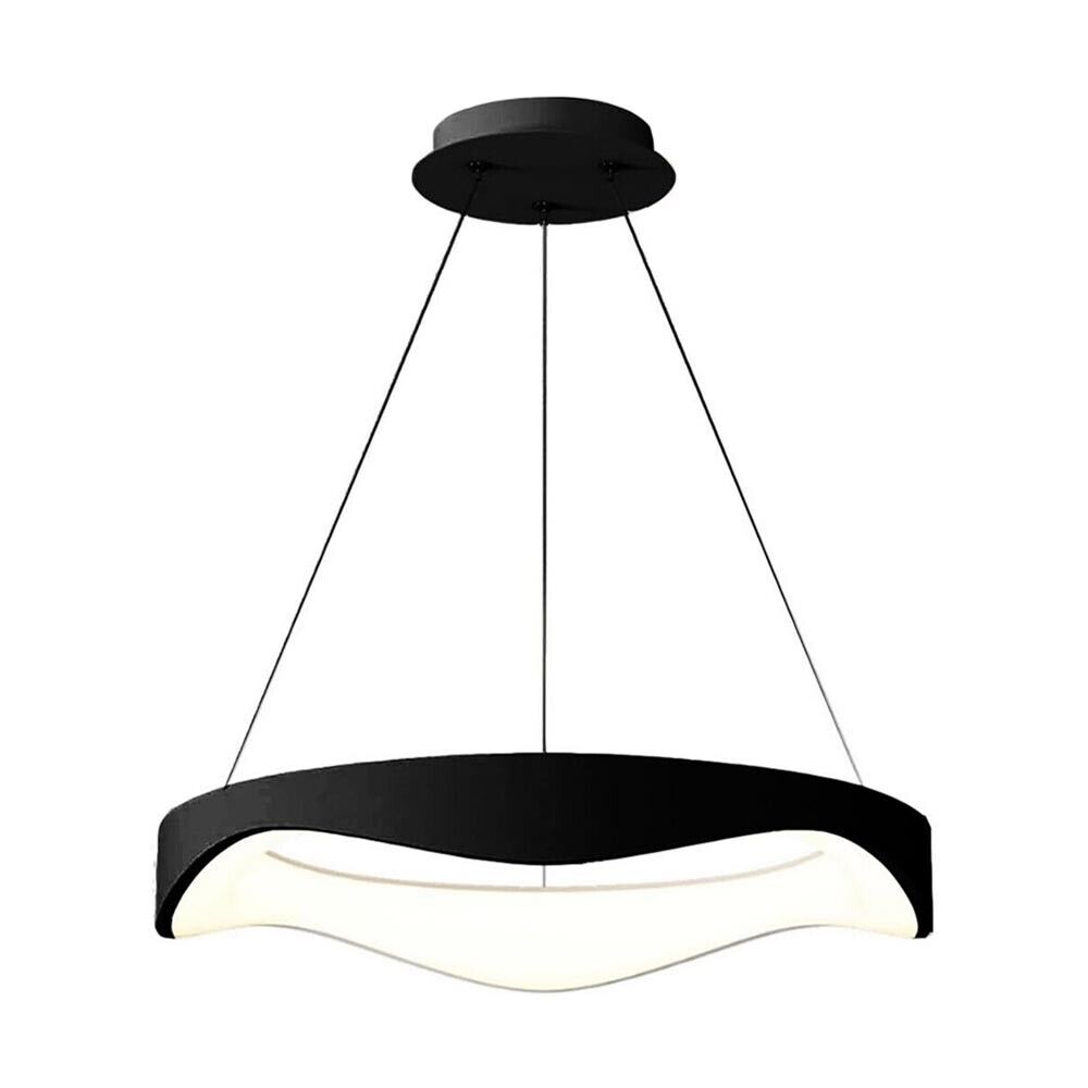 LAMPADARIO PLAFONIERA LED A ONDA 38 W 3 COLORI LUCE BIANCA CALDA NATURALE NERO