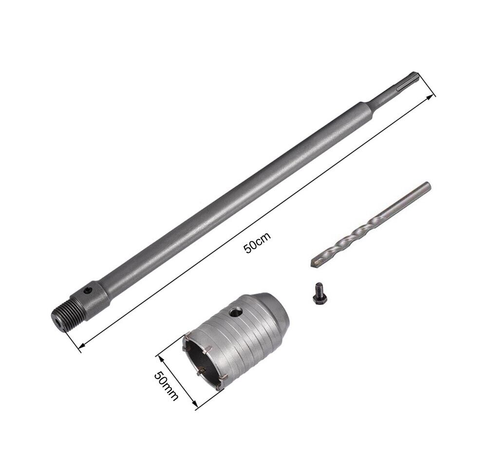 FRESA A TAZZA PER MURO 50 MM ASTA PROLUNGA 50 CM DA TRAPANO SDS PLUS