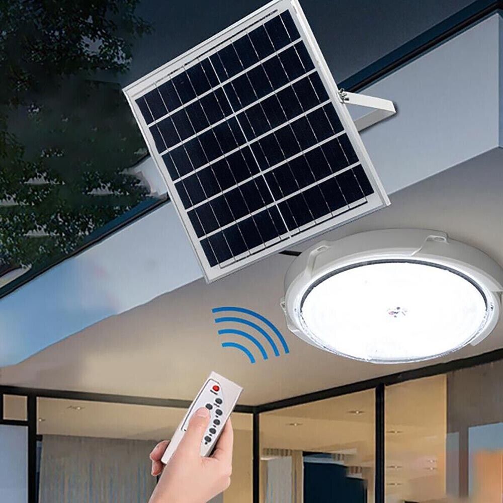 PLAFONIERA LED PANNELLO SOLARE RICARICABILE LAMPADA 60 W LUCE BIANCA ESTERNO