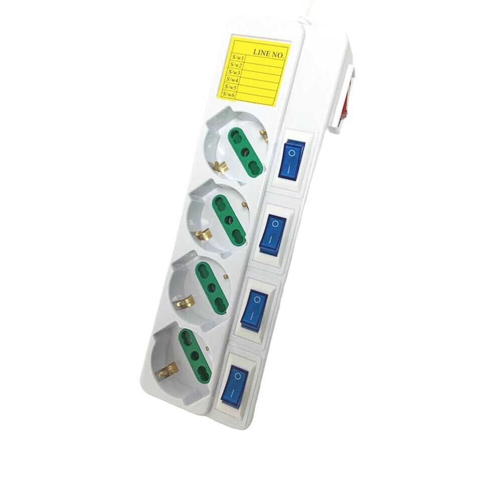 MULTI PRESA 4 POSTI TASTO ON OFF MULTIPRESA ELETTRICA SHUKO 4 INTERRUTTORI SPINA