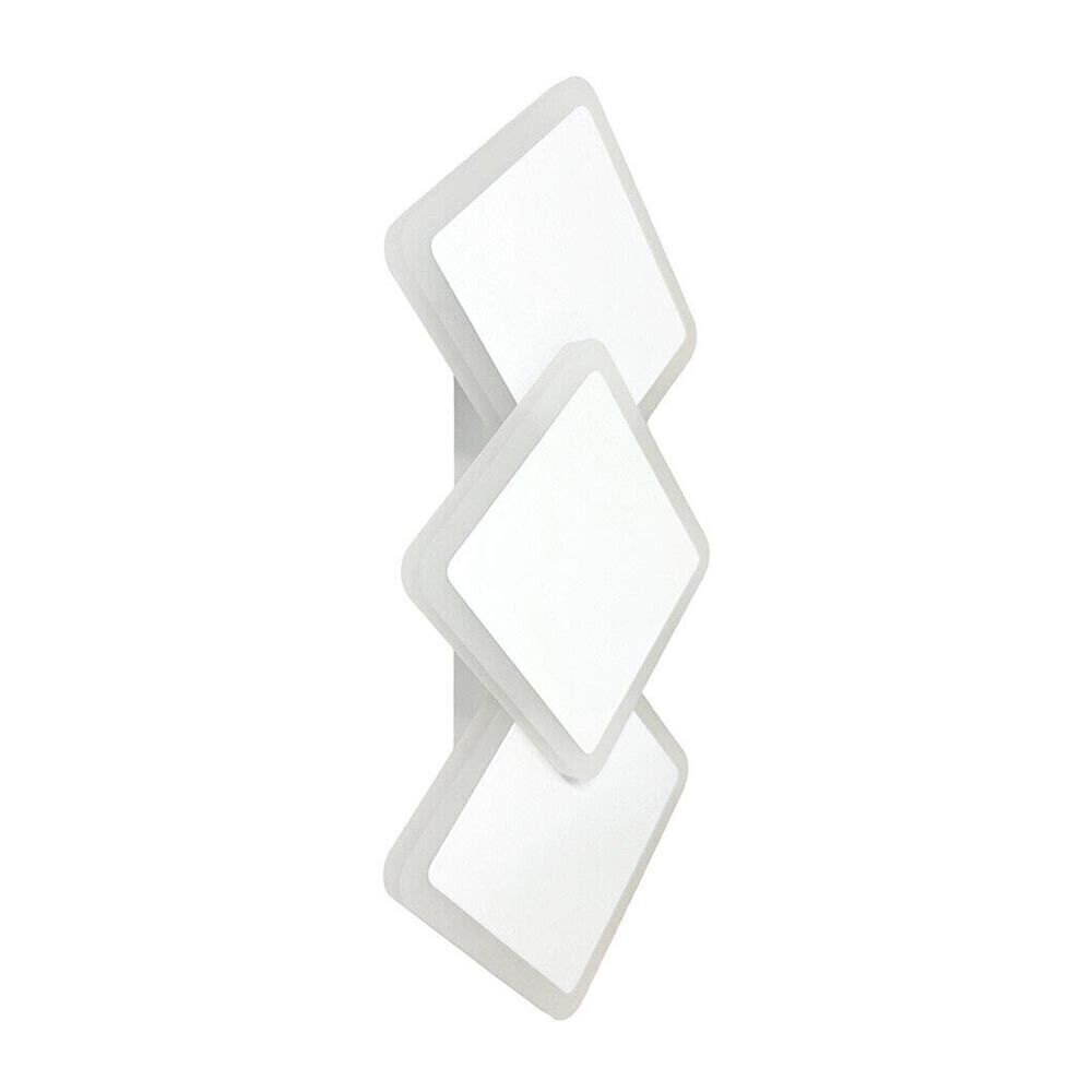 APPLIQUE LED LUCE BIANCA CALDA NATURALE 14 W LAMPADA DA PARETE 3 ROMBI IN VETRO