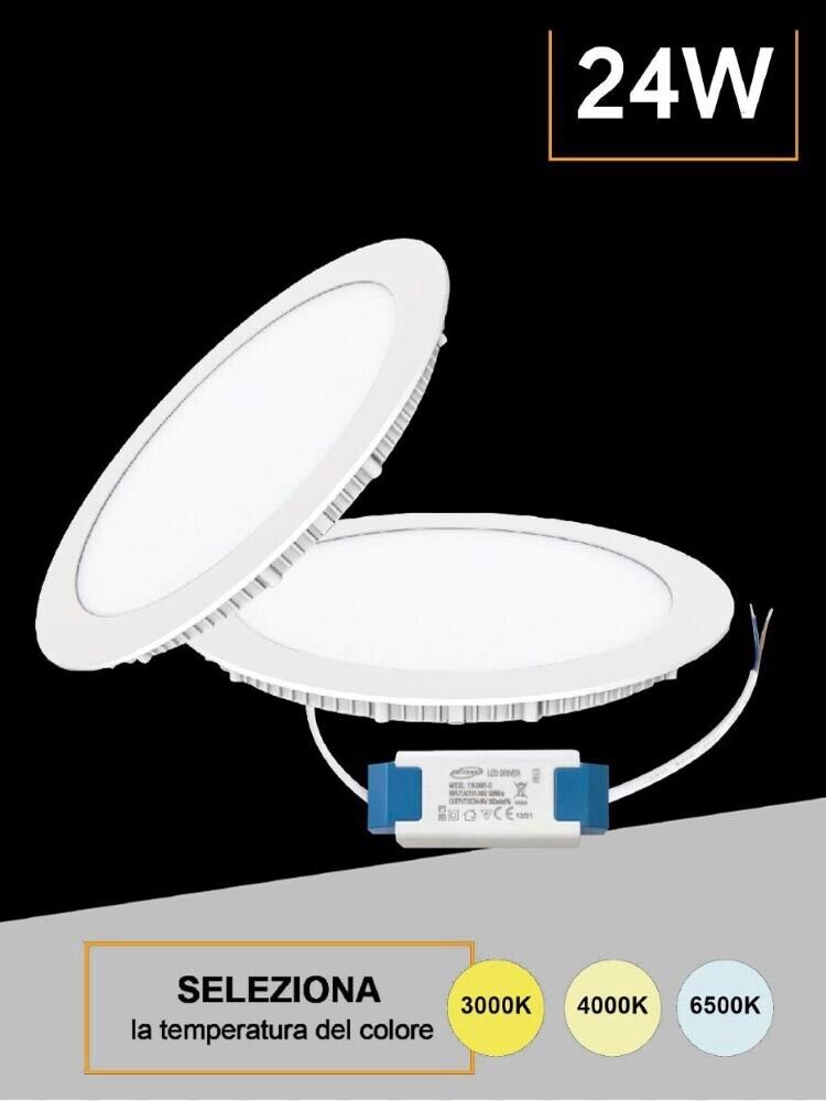 PANNELLO LED A INCASSO FARETTO SLIM 24 WATT 3 COLORI LUCE BIANCA CALDA NATURALE