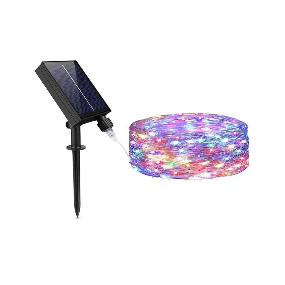MINILUCCIOLA CATENA 100 LED RGB LUMINOSA 10 M LUCI NATALE PANNELLO SOLARE