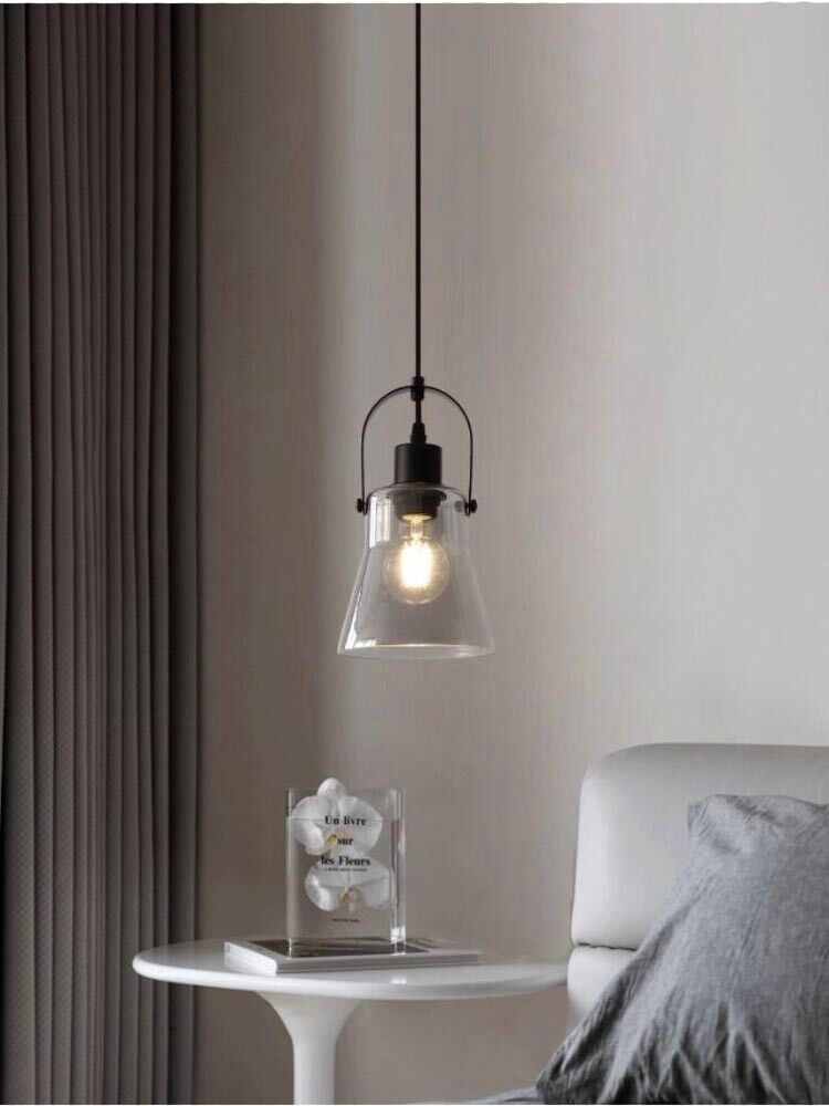 LAMPADARIO A SOSPENSIONE PARALUME IN METALLO E VETRO PORTA LAMPADINA E27 MODERNO
