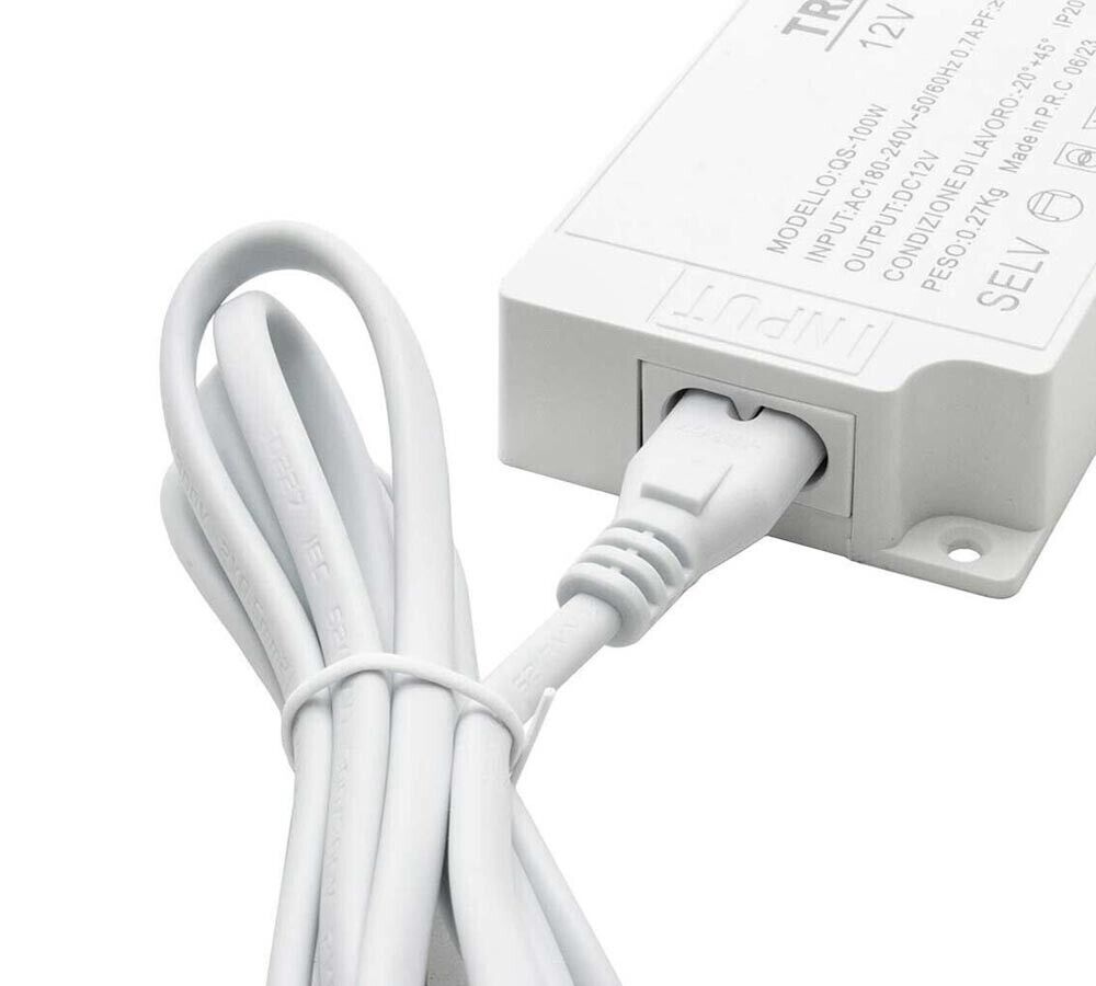 ALIMENTATORE SLIM TRASFORMATORE DA 230V A 12V 100 W X STRISCIA LED SENSORI LUCI