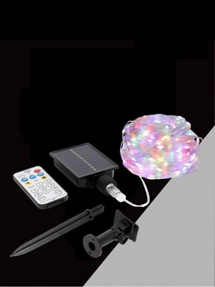 CATENA LUMINOSA 30 MT LUCI NATALIZI CON PANNELLO SOLARE MINILUCCIOLA 300 LED RGB