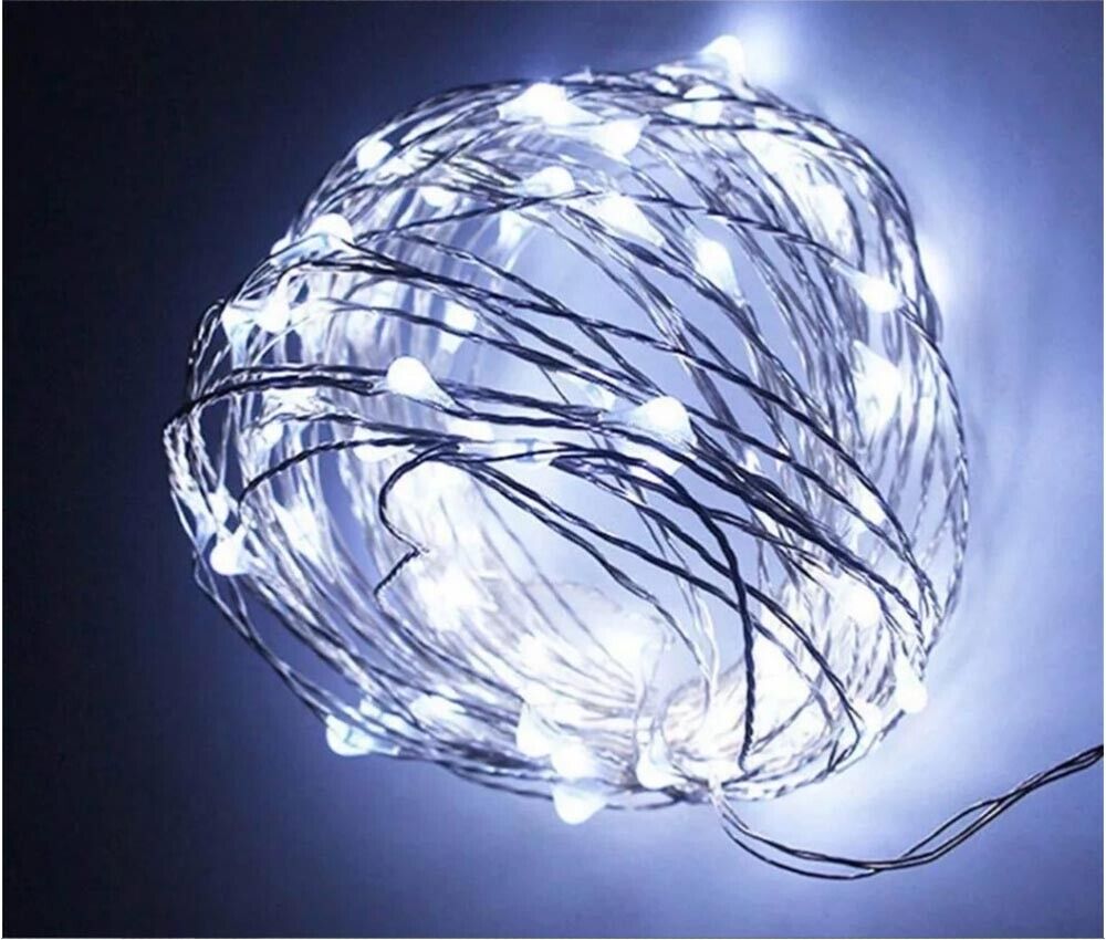 CATENA LUMINOSA 30 MT LUCI NATALIZI PANNELLO SOLARE MINILUCCIOLA 300 LED BIANCA