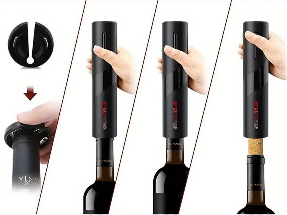 KIT APRIBOTTIGLIE ELETTRICO AUTOMATICO CAVATAPPI VERSATORE APRI BOTTIGLIE VINO