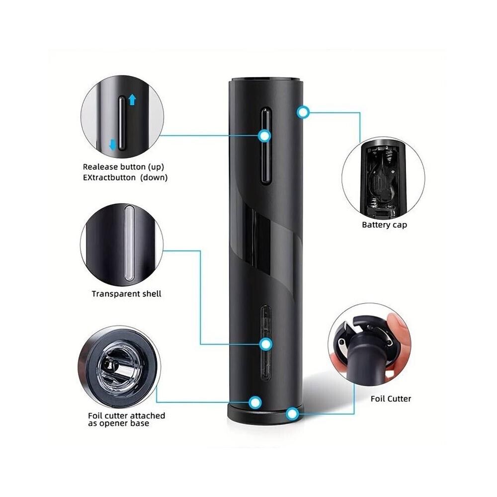 KIT APRIBOTTIGLIE ELETTRICO AUTOMATICO CAVATAPPI VERSATORE APRI BOTTIGLIE VINO