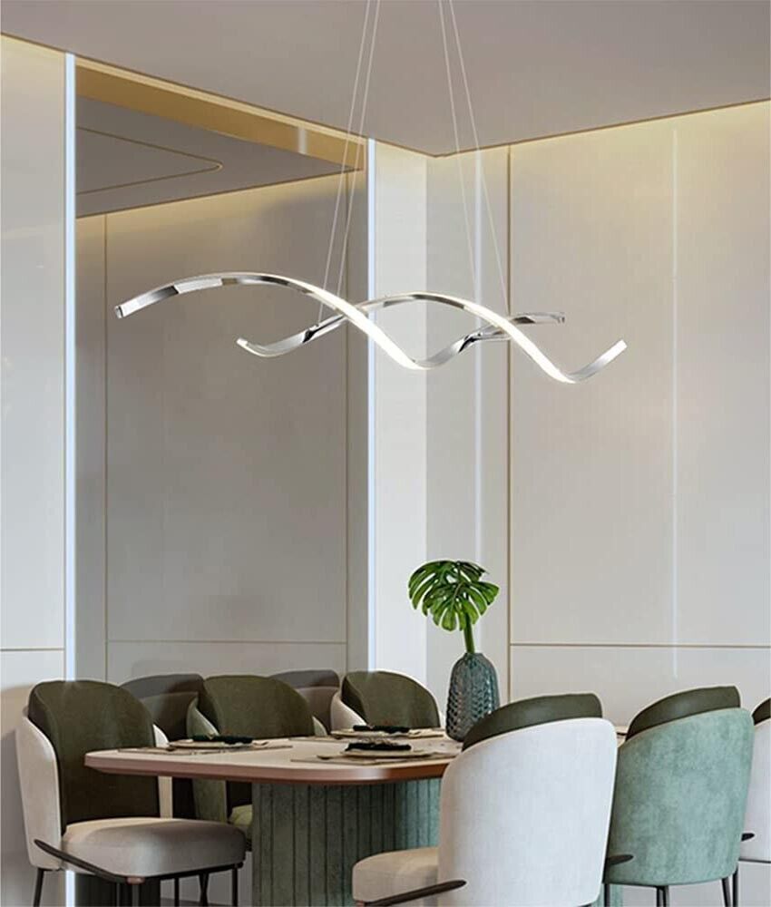 LAMPADARIO LED A ONDA TWIST 28 WATT LUCE BIANCA COLOR ARGENTO CROMATO B56AF