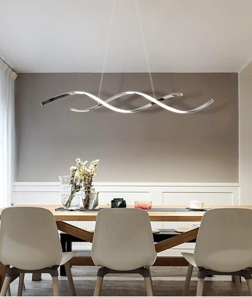 LAMPADARIO LED A ONDA TWIST 28 WATT LUCE BIANCA COLOR ARGENTO CROMATO B56AF