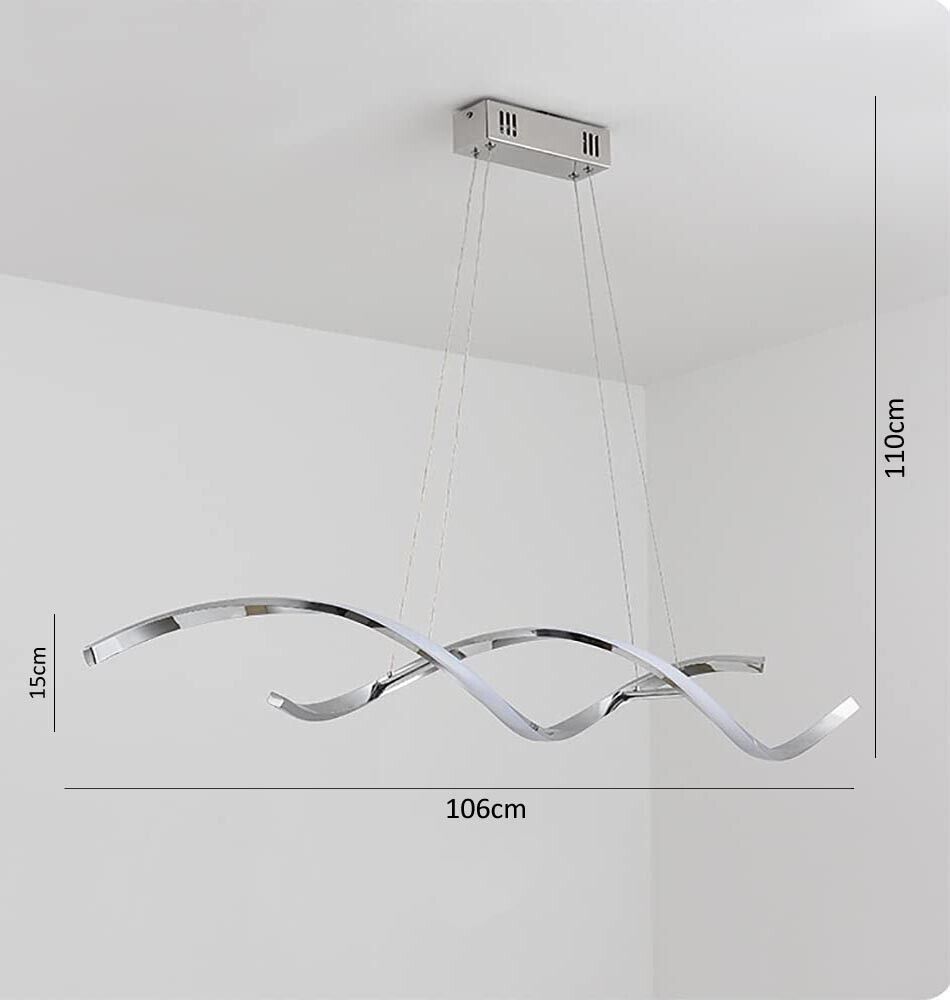 LAMPADARIO LED A ONDA TWIST 28 WATT LUCE BIANCA COLOR ARGENTO CROMATO B56AF