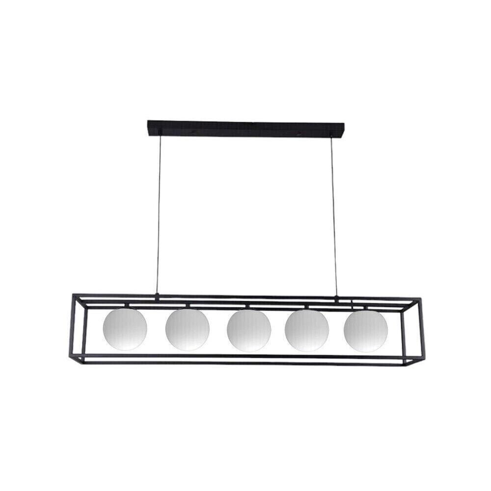 LAMPADARIO A SOSPENSIONE 5 X SFERA IN VETRO BIANCO MODERNO METALLO NERO B89