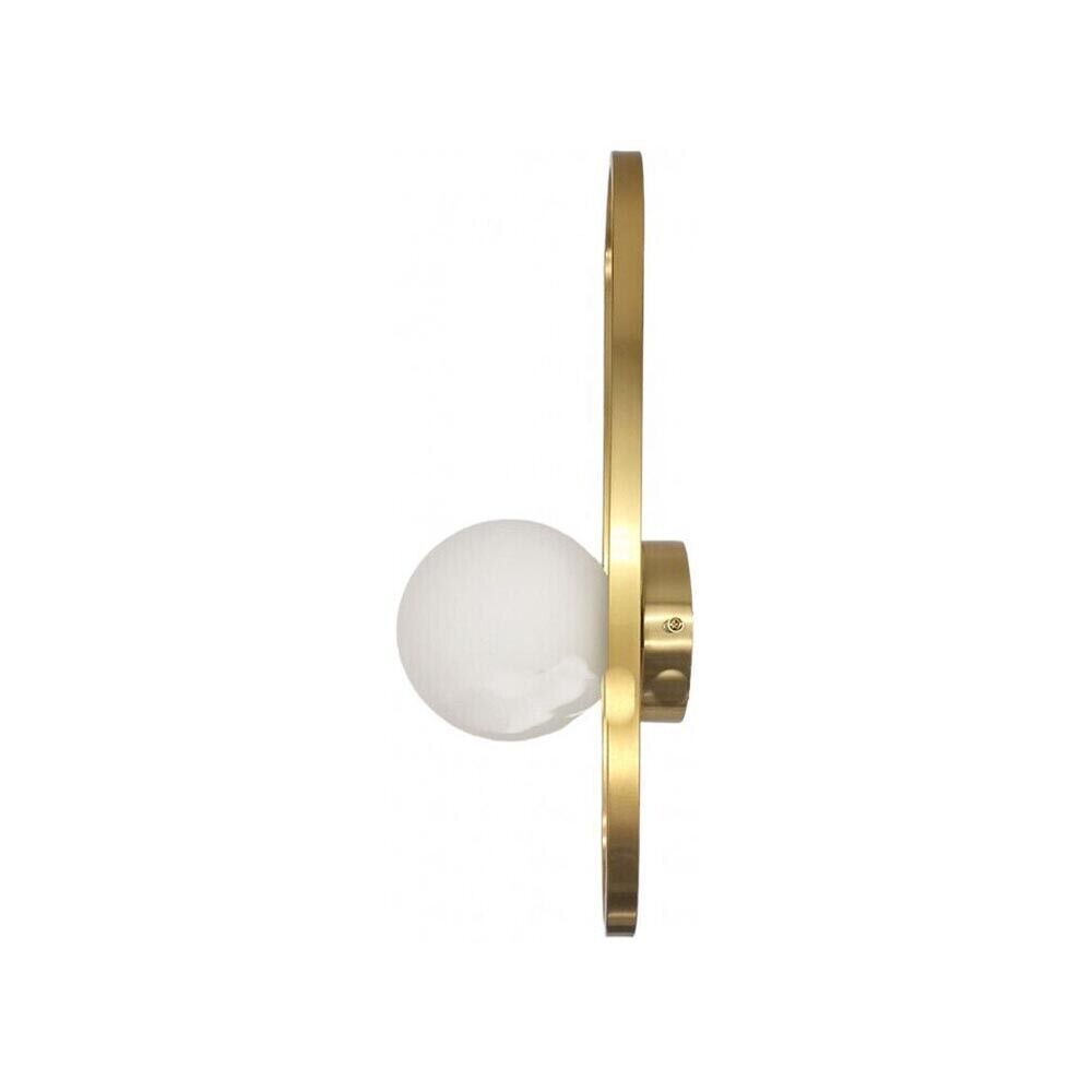 APPLIQUE A PARETE SFERA IN VETRO BIANCO LAMPADA DA MURO METALLO G9 BRONZO AQ47