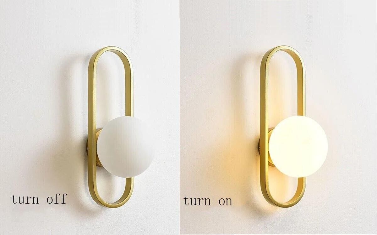 APPLIQUE A PARETE SFERA IN VETRO BIANCO LAMPADA DA MURO METALLO G9 BRONZO AQ47