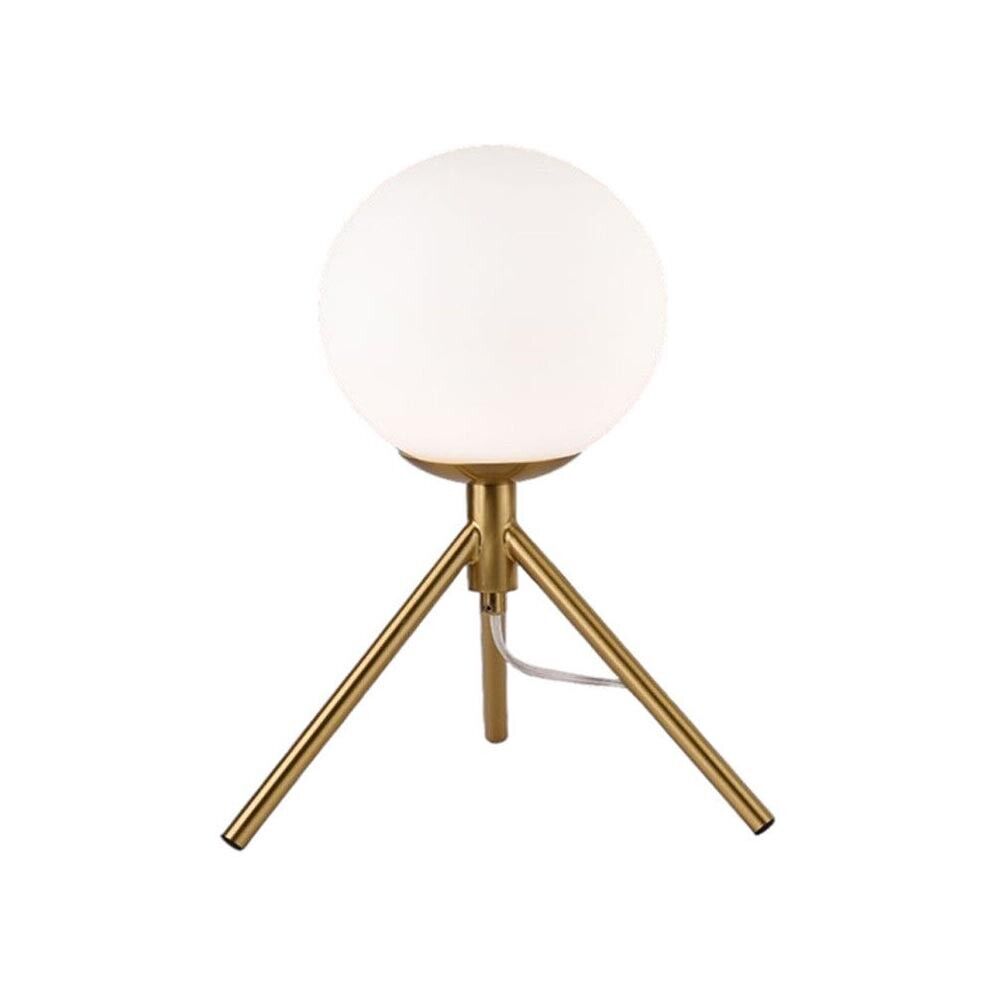 LAMPADA DA TAVOLO 1 SFERA IN VETRO LUME SUPPORTO TREPPIEDI ABAT JOUR BRONZO D35