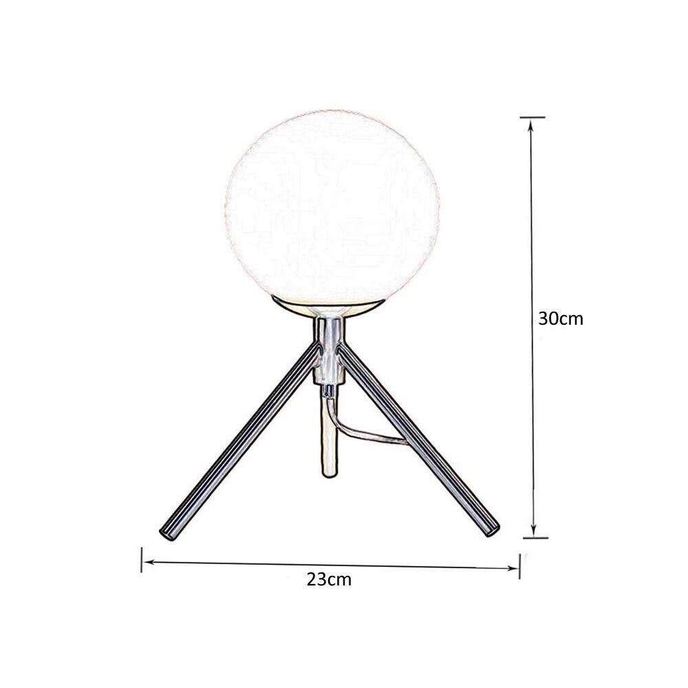 LAMPADA DA TAVOLO 1 SFERA IN VETRO LUME SUPPORTO TREPPIEDI ABAT JOUR BRONZO D35