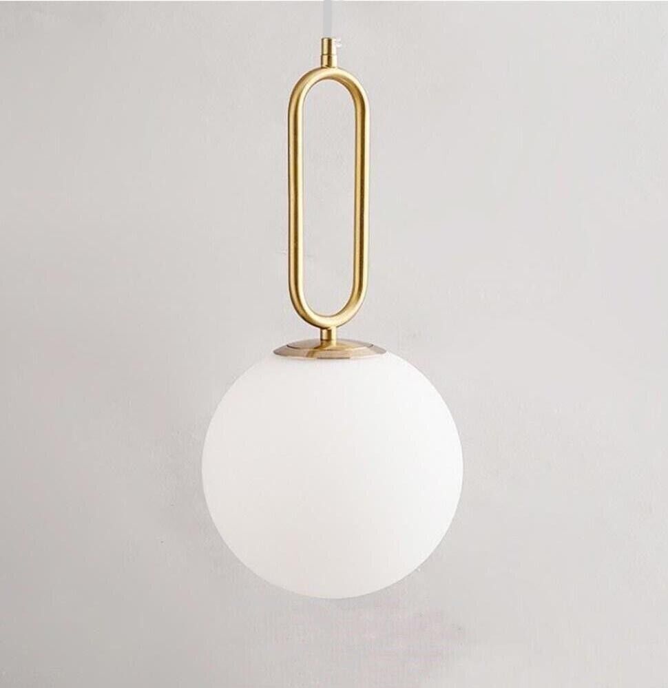 LAMPADARIO A SOSPENSIONE SFERA IN VETRO ATTACCO G9 BRONZO STILE MODERNO A96