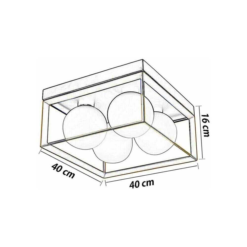 PLAFONIERA DA SOFFITTO 4 X SFERA IN VETRO BIANCO LAMPADARIO METALLO NERO BRONZO