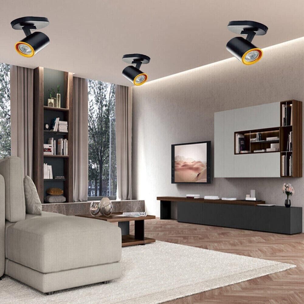 FARETTO ORIENTABILE LAMPADA DA SOFFITTO PARETE PORTAFARETTO ATTACCO GU10 NERO