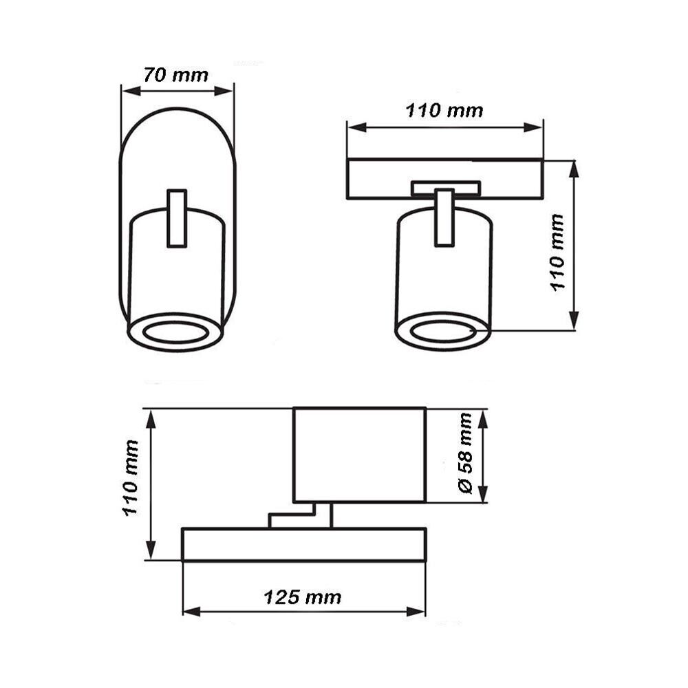 FARETTO ORIENTABILE LAMPADA DA SOFFITTO PARETE PORTAFARETTO ATTACCO GU10 NERO
