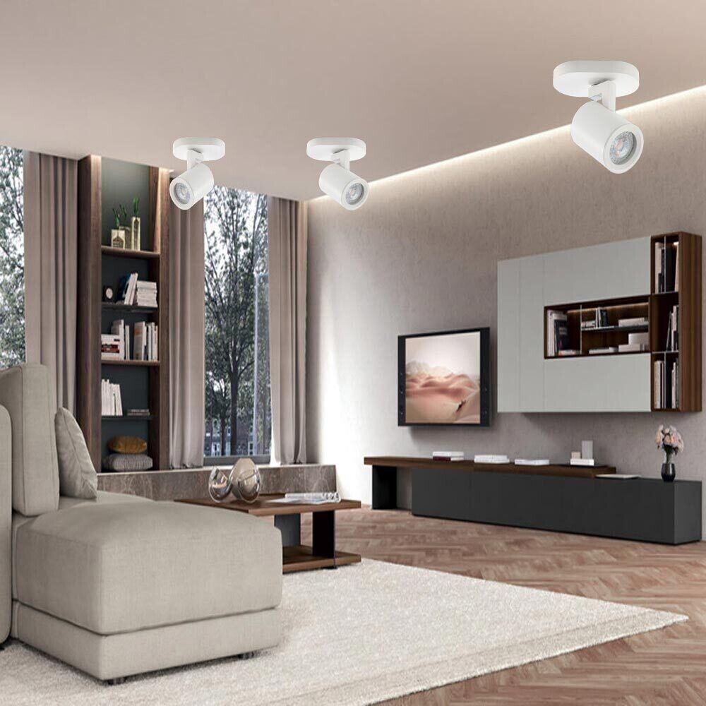 FARETTO ORIENTABILE DA SOFFITTO PARETE LAMPADA ATTACCO PORTAFARETTO GU10 BIANCO