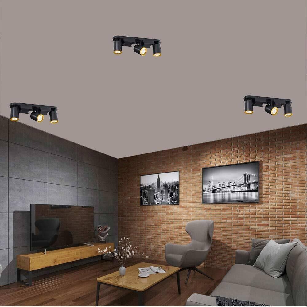 FARETTO ORIENTABILE STAFFA DA SOFFITTO LAMPADA 3 PORTAFARETTO GU10 NERO TH8803