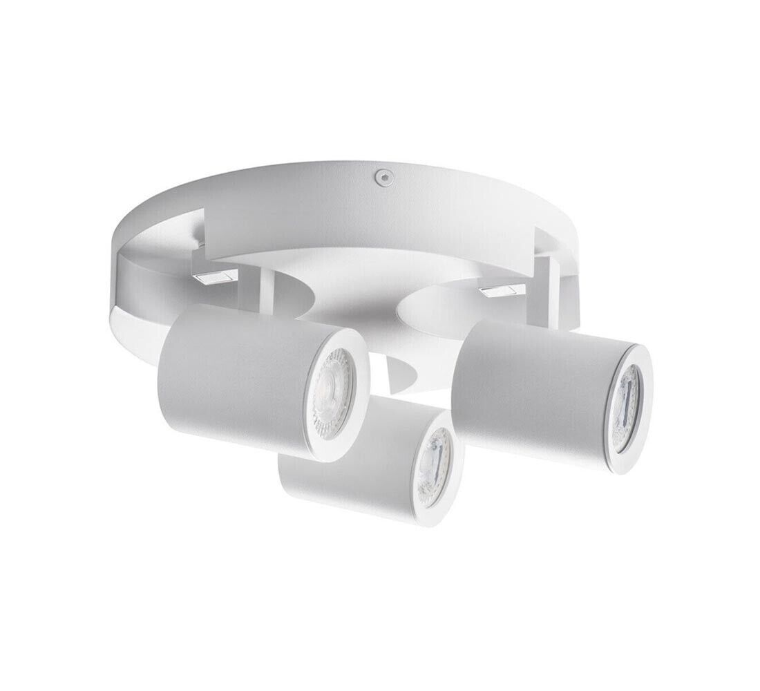 PLAFONIERA DA SOFFITTO LAMPADA TONDA 3 PORTA FARETTO ORIENTABILE GU10 BIANCO