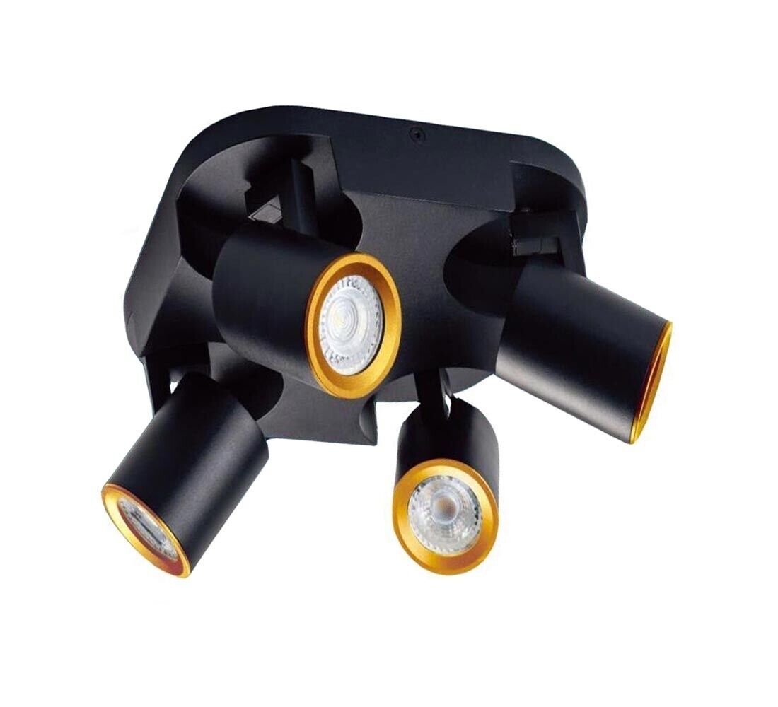 PLAFONIERA DA SOFFITTO LAMPADA TONDA 4 PORTA FARETTO ORIENTABILE GU10 NERO