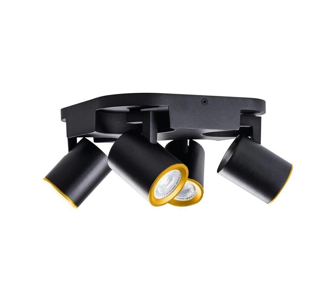 PLAFONIERA DA SOFFITTO LAMPADA TONDA 4 PORTA FARETTO ORIENTABILE GU10 NERO